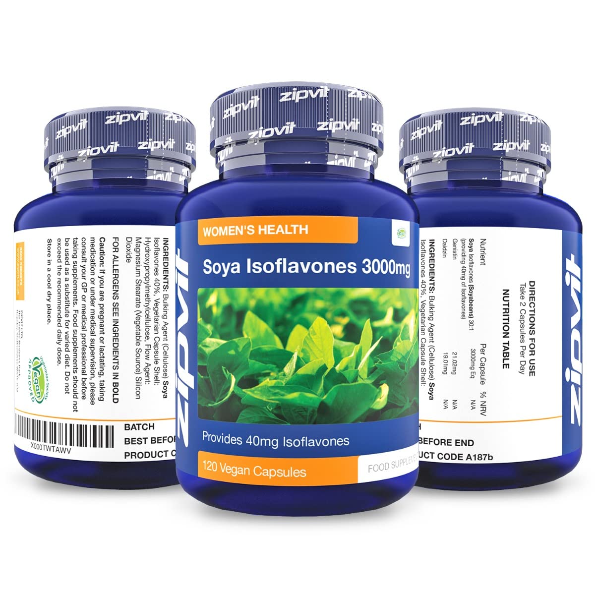 SOYA Isoflavones 3000mg, 6000mg Daily Dose. 120 Vegan Capsules, 2 Months Supply