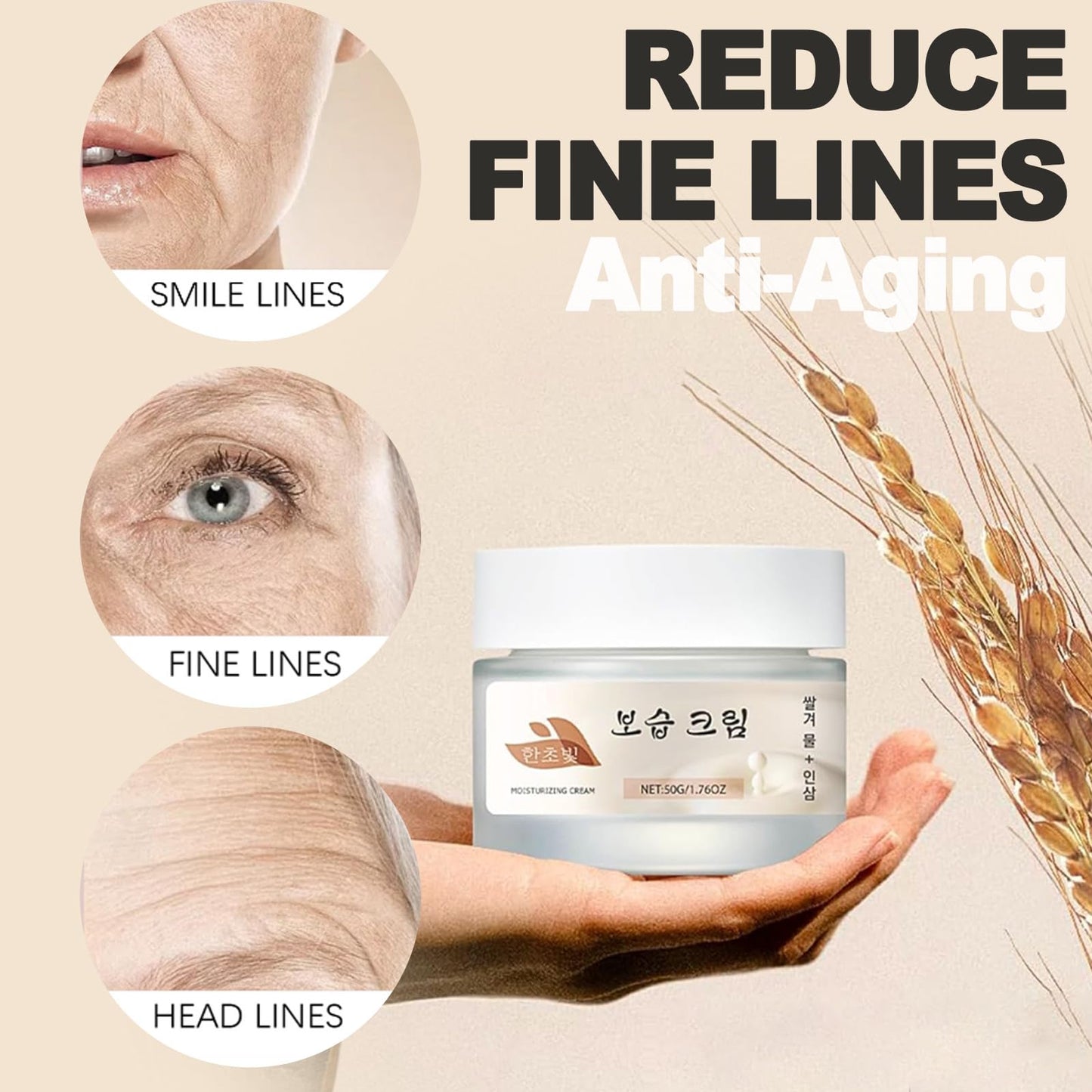 Trendyfave Ginseng & Rice Cream, Korean Face Cream - Anti-Aging Face Moisturizer For Deep Hydration & Firming, Korean Skincare For Glowing Skin, Soothing Cream To Even Skin Tone, Vegan & Fragrance-Free