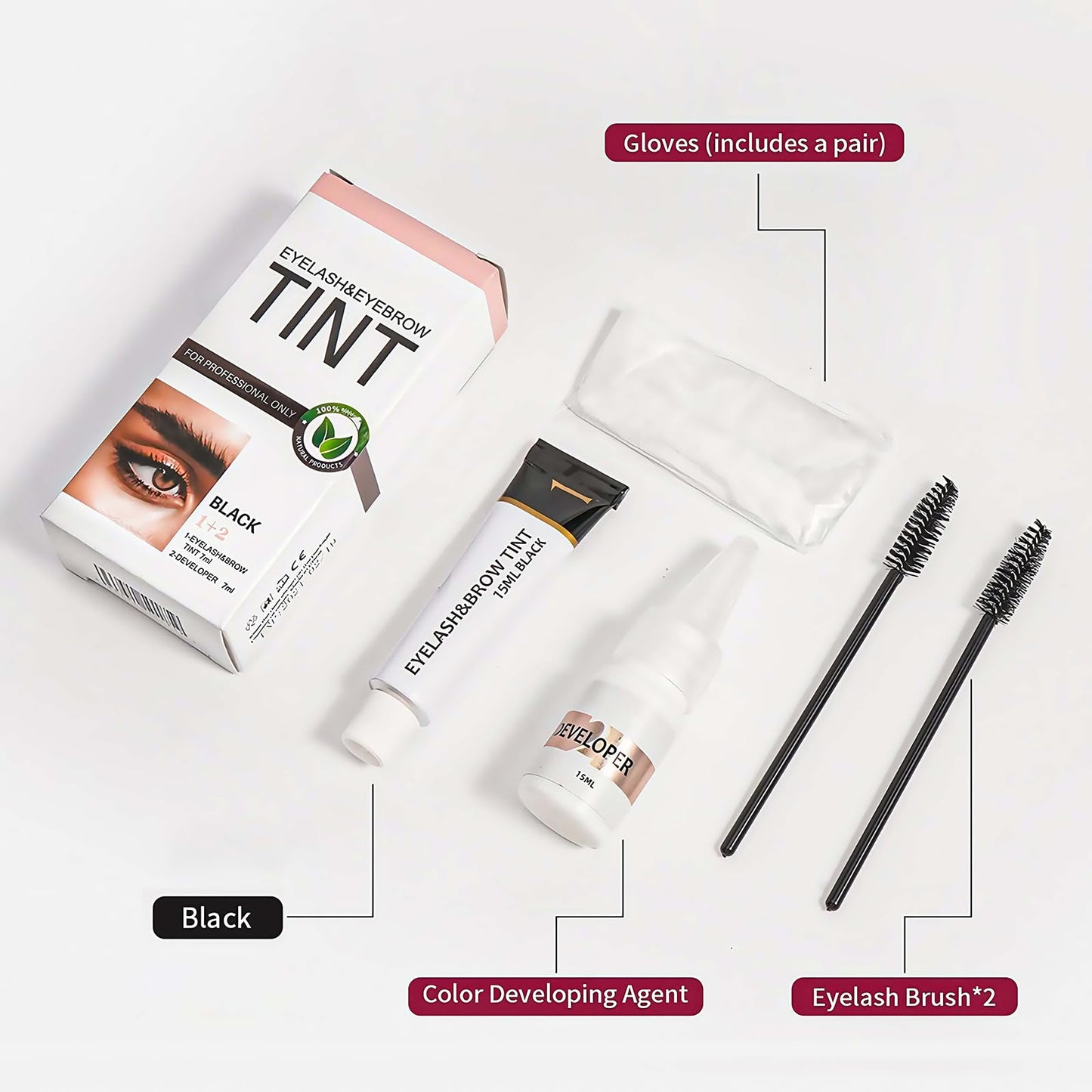 AuraAnge Eyebrow & Eyelash Tint Kit, Black Eyebrow Dye, Semi-Permanent Eyelash Tint, Volume Lashes & Full Brows Last 4 Weeks, Fast & Easy Application with All Tools, Sensitive Skin Friendly, 30ml