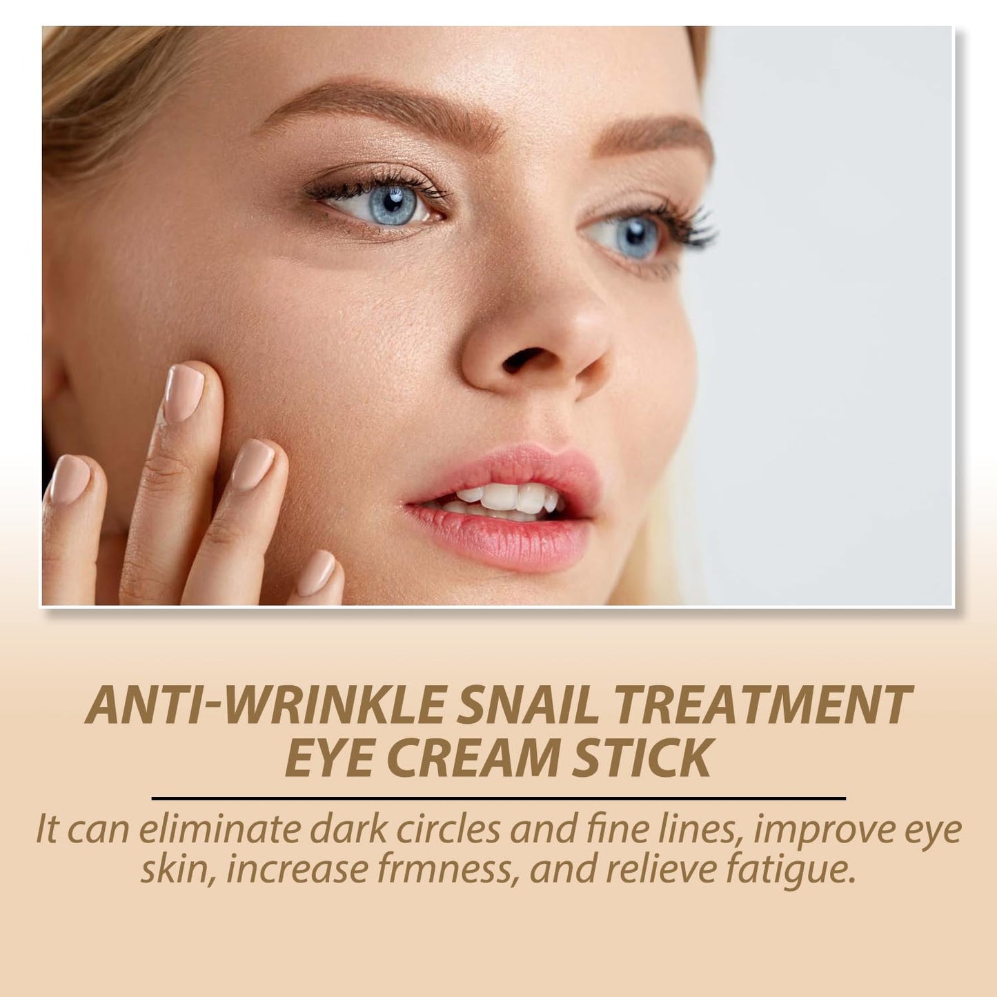 Snail Peptide Eye Cream Stick, Hydrating Under Eye Balm, Dark Circle and Puffiness Treatment, Collagen Moisturizer for Eye Bags, Easy Application, Travel Size, 3g