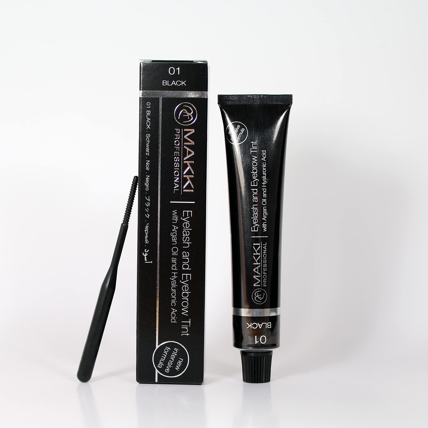 01 Black Makki Professional Intensive Eye lash and brow tint dye with argan oil & hualuronic acid 22ml