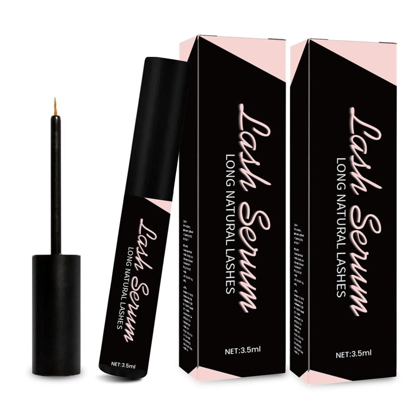 CGBOOM Eyelash Growth Serum Lash Serum Lash Enhancing Serum Boosting Lash Conditioner for Natural Fuller Thicker Longer Looking Eyelashes Healthier Vegan Cruelty-Free (2P BLACK)