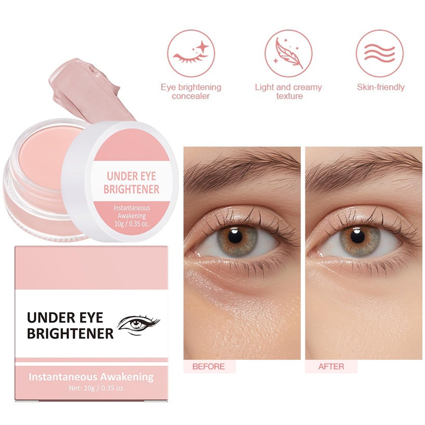 NLFOX Under Eye Brightener Concealer - Colour Corrector for Dark Circles, Spots & Blemishes - Instant Anti Age Eraser Eye Concealer & Primer, Smooth, Instant Results