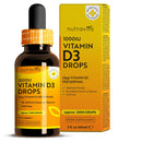 Vitamin D3 Drops 60ml (2000 Drops) – Vitamin D 1000IU per Drop – Flexible Dose of Liquid Vitamin D Supplement – Supports Normal Bones, Immune System & Calcium Absorption - Made by Nutravita