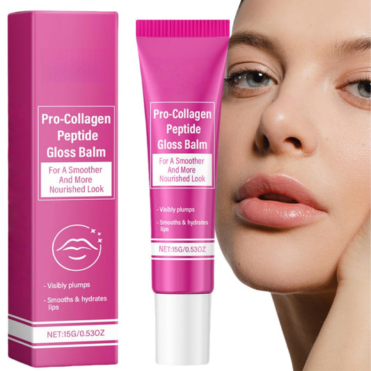 Siyinzu 2pcs Pro-Collagen Peptide Lip Gloss Balm,Plumping and Hydrating Lip Balm,Li/p Plumper Gloss,Li/p Ba/lm Stick,L/ip Repair Bal/m,L/ip Glow Oil,Lips Bal/m for Dry Cracked Lips