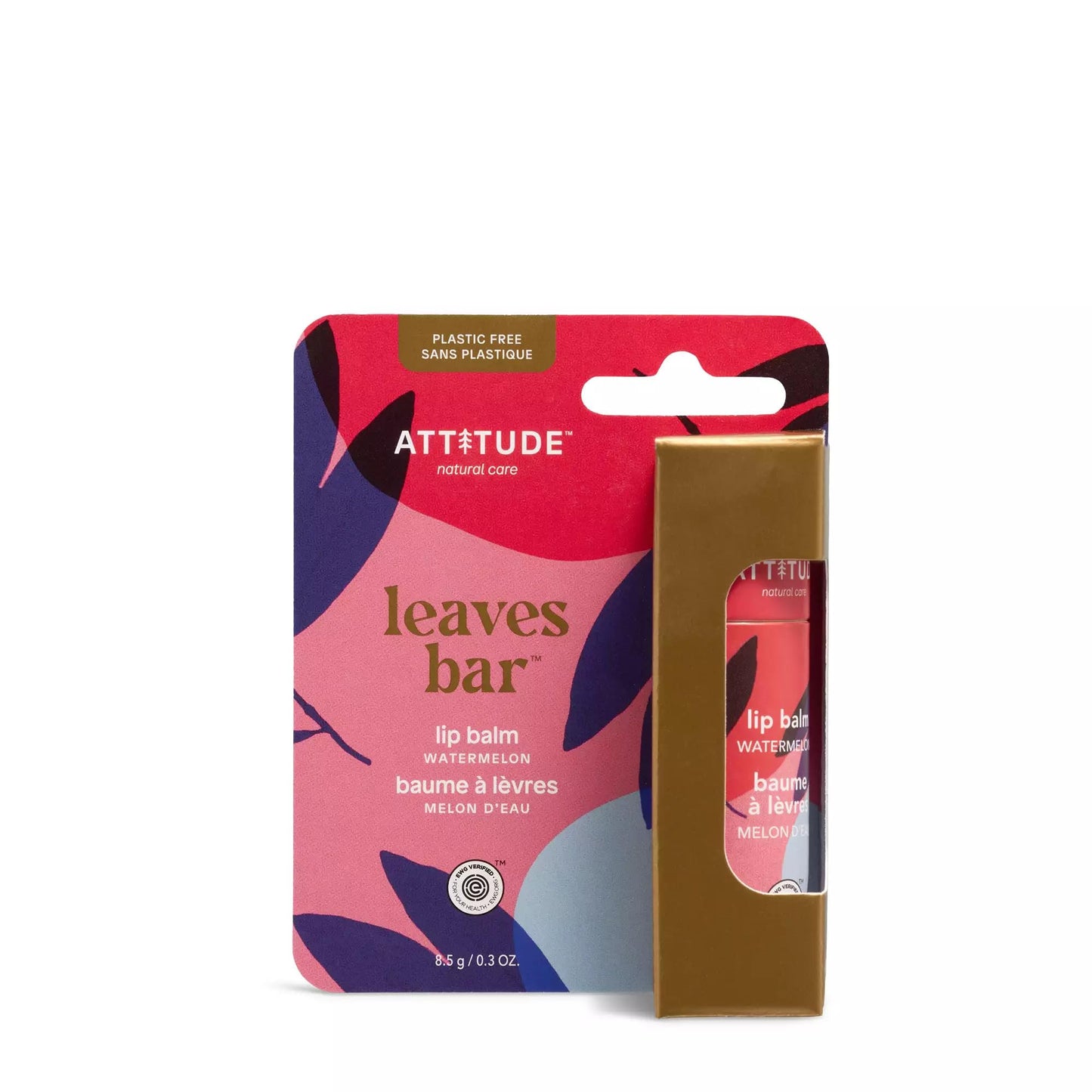 ATTITUDE Plastic-free Lip Balm, EWG Verified Plant- and Mineral-Based Ingredients, Vegan and Cruelty-free, Watermelon, 8.5 g