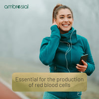 AMBROSIAL Ambrosial Vitamin B12 1000 mcg + 500 mcg Folic Acid | 1500 mcg | Folic Acid | Reduction of Tiredness & Fatigue | B12 Supplement | Immune System, Energy & Brain Support (Pack of 1-60 Capsules)