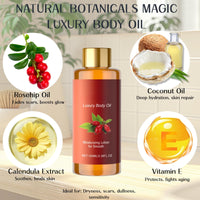 Shefave Glow Essence Magic Body Oil, Luxury Magic Body Oil Firming, Face Oil for Women for Smooth, Nourishes, Radiant Skin, Skin Tightening Cream Body After Shower for Wrinkles & Fine Lines,Massage Oil,100ML