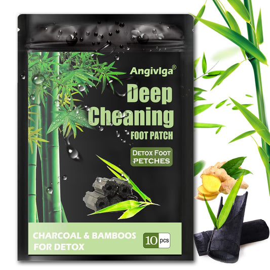 Angivlga Detox Foot Patches, 10 Pcs Deep Cleansing Detox Foot Pads to Remove Deep Cleansing Toxins with Bamboos and Ginger Powder for Stress Relief, Deep Sleep&Enhance Blood Circulation for Sleep Aid