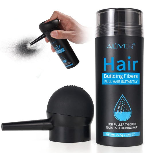Professional Quality Hair Fibres, Hair Fibres Black for Thinning Hair, Completely Conceals Hair Loss in 15 Seconds, Undetectable & Natural, Hair Loss Product for Women and Men(Black)
