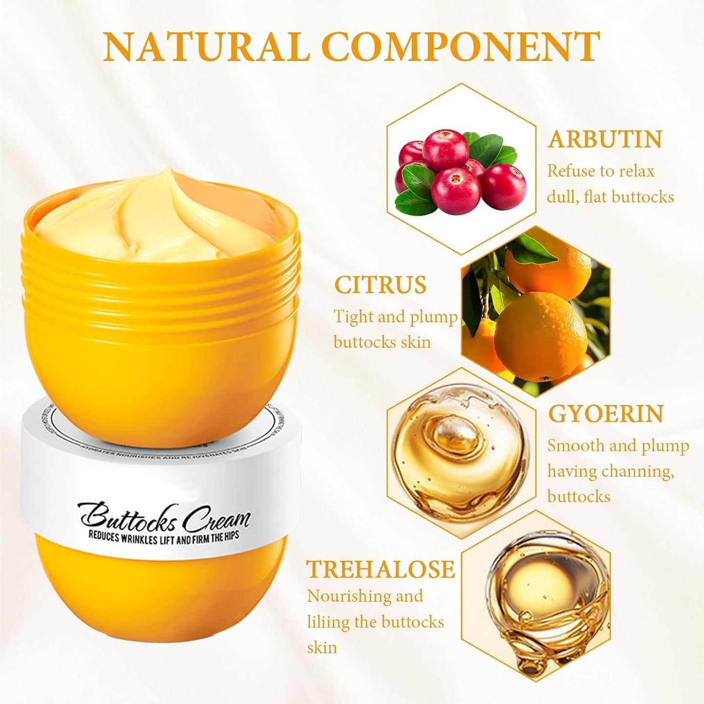 Bum bum Cream Brazilian Bumbum Cream Hip Lift up Cream Smoother Firmer Skin Hydrates and Nourishes Fast Absorbing for Body