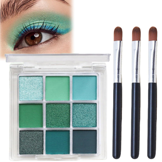 HIVETZ Green Eyeshadow Palette,Shimmer Eye Shadow Palettes,Glitter Eye Shadow Makeup,Glitter and Matte Eyeshadow,Green Eyeshadow,Highly Pigmented Eye Shadow Green,Eye Shadow Pallets with 3 Eyeshadow Brushes
