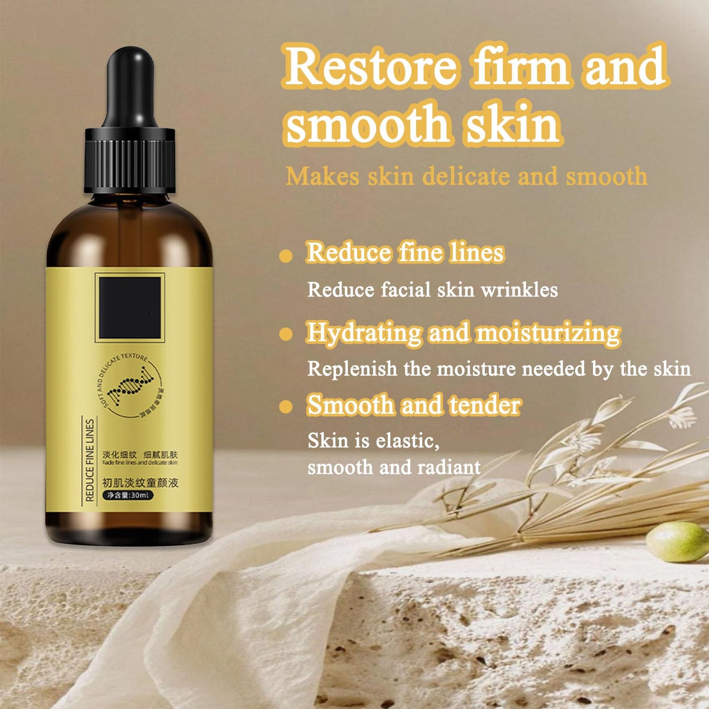 2 Bottles Anti Wrinkle Firming Serum, Firm and Plump Face Serum, Reduce Fine Lines and Tighten Skin, Moisturize and Nourish, Unisex, Comfortable Care, with Massage Board (30ml/Bottle)