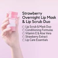 W7 Sweet Dreams Lip Scrub & Overnight Lip Mask Duo - 2Pcs Set - Strawberry Flavour - Exfoliate, Condition, Soothe & Hydrate