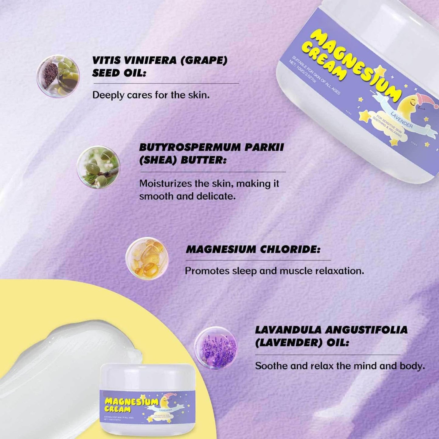 Generic Magnesium Body Lotion for Kids with Lavender and Chamomile, Gentle Moisturising Cream with Shea Butter, Natural Daily Skincare for Legs, Arms and Chest (1pcs)