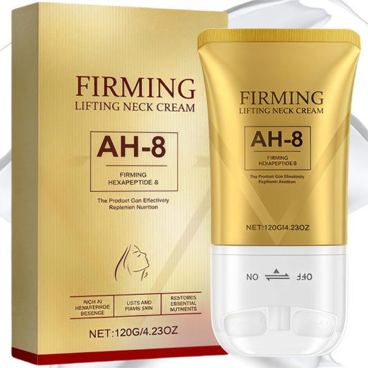 OunTechGlory AH-8 Firming Neck Cream with Hexapeptide for Tightening, Lifting, and Reducing the Appearance of Wrinkles, Fine Lines, and Double Chin - Contains Double Roller for Firming and Lifting Skin