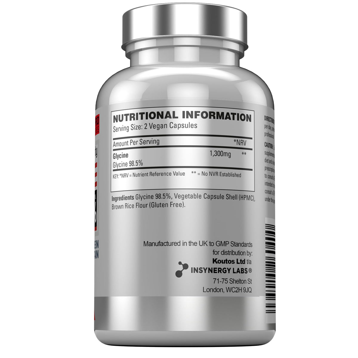 Insynergy Labs Glycine 650mg Per Capsule (Maximum Dose in UK) Superior 98.5% Purity x 120 Vegan Capsules, L Glycine Powder Supplement Amino Acid Supplements