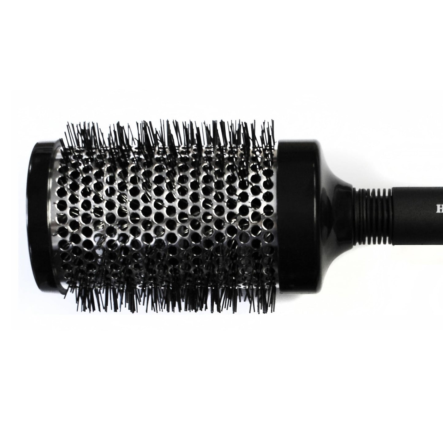 Head Jog Heat Retainer Hair Brush. Black & Silver Styling Round Hairbrush With Metal Barrel For Fast Drying. Round Vent Brush For Styling, Blow Drying, Straightening & Curling. (70mm)