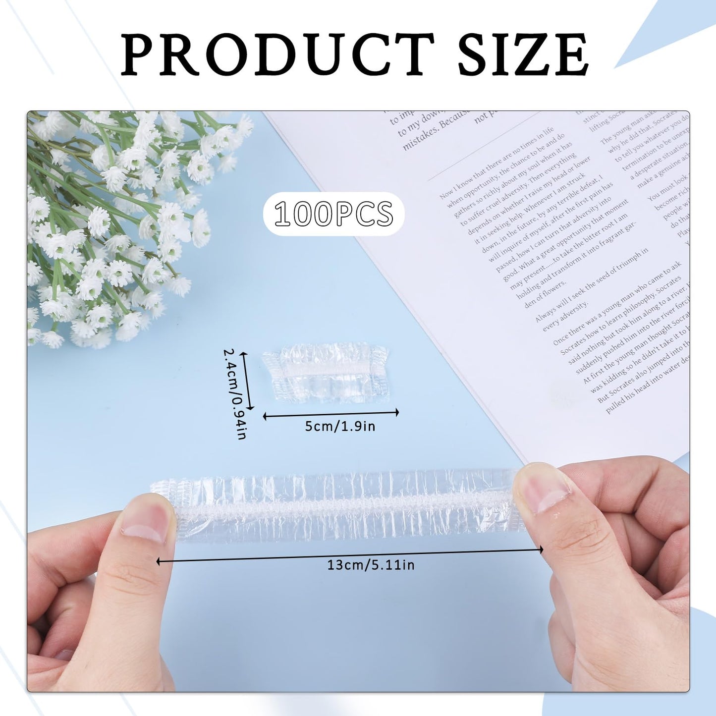 100 Pcs Ear Covers for Hair Dye, Clear Disposable Ear Covers for Shower Waterproof Plastic Ears Protectors Ears Shower Caps Care for Hair Dye Bathing Spa Salon Home Hotel