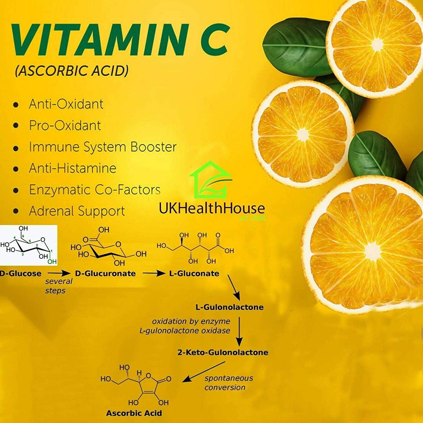 2kg UKHealthHouse 100% Pure Ascorbic Acid - Vitamin C Powder - Anti Oxidant - Food Grade