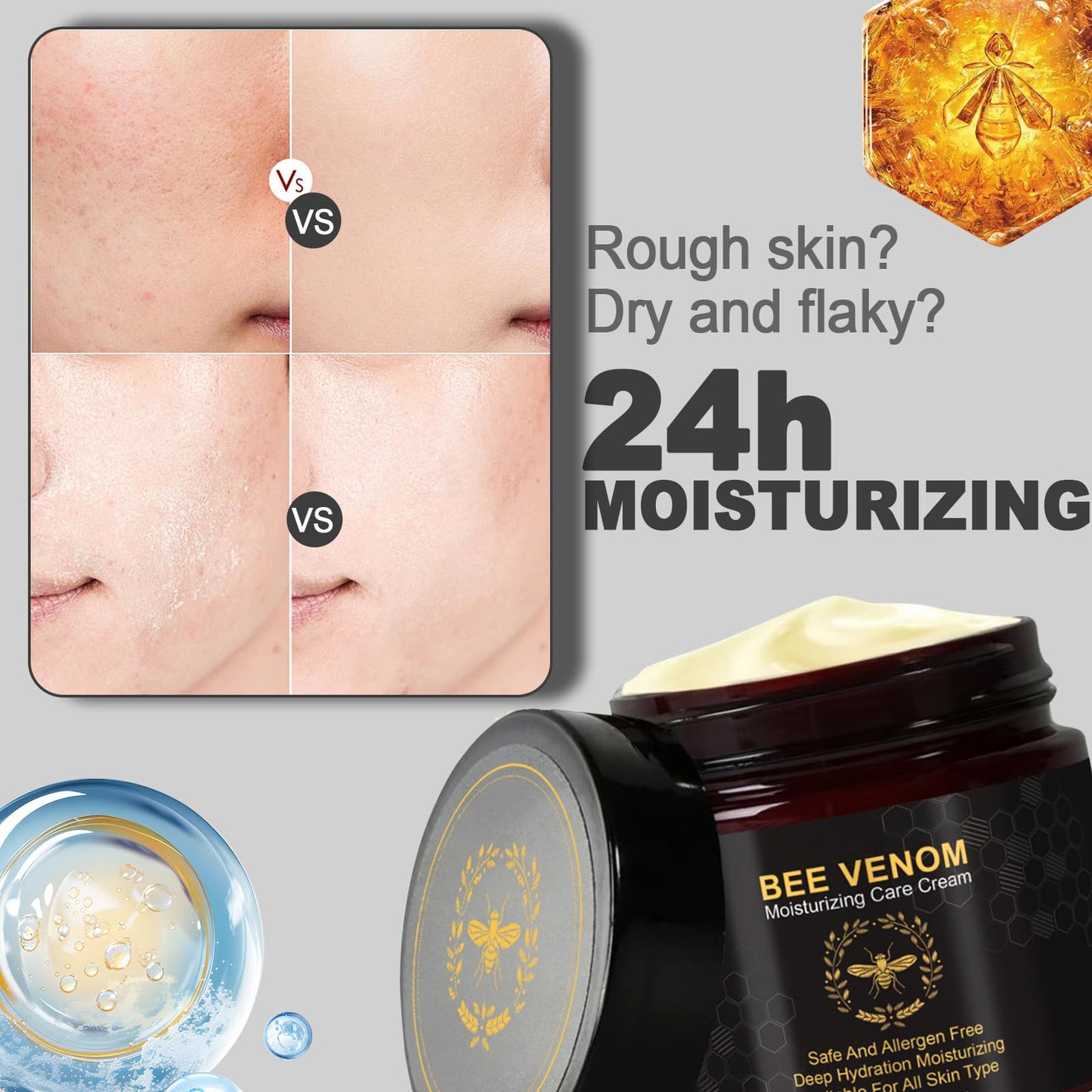 Trendyfave Bee Venom Skin Treatment Cream,Bee Venom Cream For Wrinkles Skin Repair Cream Deep Hydration Natural Ingredients, Soothes Skin, Moisturizing For All Skin Types