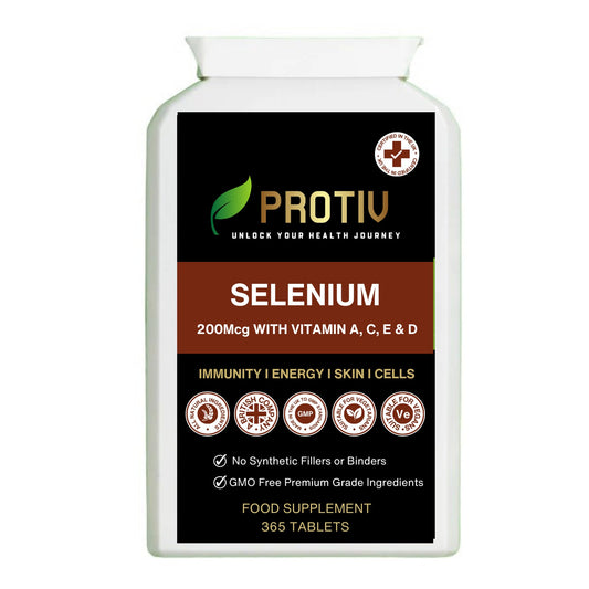 Protiv Selenium ACE 365 Tablets - Daily Supplement with Vitamins A, C & E - Antioxidant Immune Support - UK Manufactured to GMP Standards