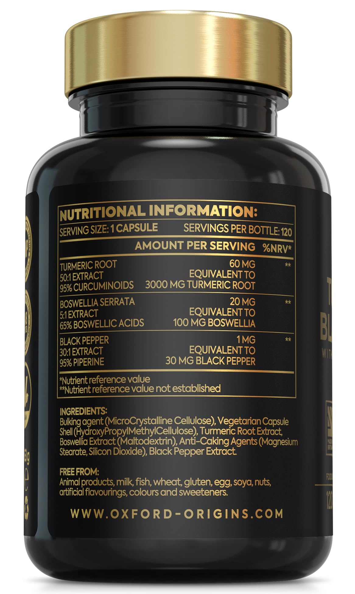 Advanced Turmeric Capsules High Strength 3000mg, Boswellia & Black Pepper | ONE per Day | Turmeric and Black Pepper Capsules Locally Made in UK, Turmeric Powder Joint Care Supplements (120 Capsules)