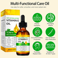AuraBeen Vitamin E Oil with Jojoba for Face, Skin, Hair, Cuticle & Scars - Cold Pressed, Gentle Moisturizing & Repair Solution, Fast Absorbing, Firming Skin, Fill Fine Lines(2 Fl Oz)