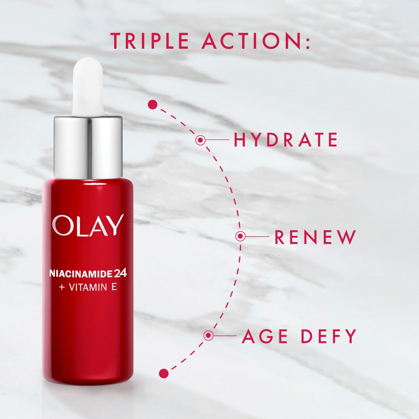 Olay Niacinamide 24 + Vitamin E Serum With 99% Pure Niacinamide & Vitamin E to hydrate, age defy and renew, Fragrance Free, 40ml