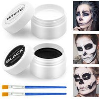 SHEBEEDO Black + White + Red Face Body Paint Set, Professional Face Palette Set with 2 Brushes, Oil Body Paint for Adults Art Theatre Halloween Party Cosplay Clown Body Paint Makeup