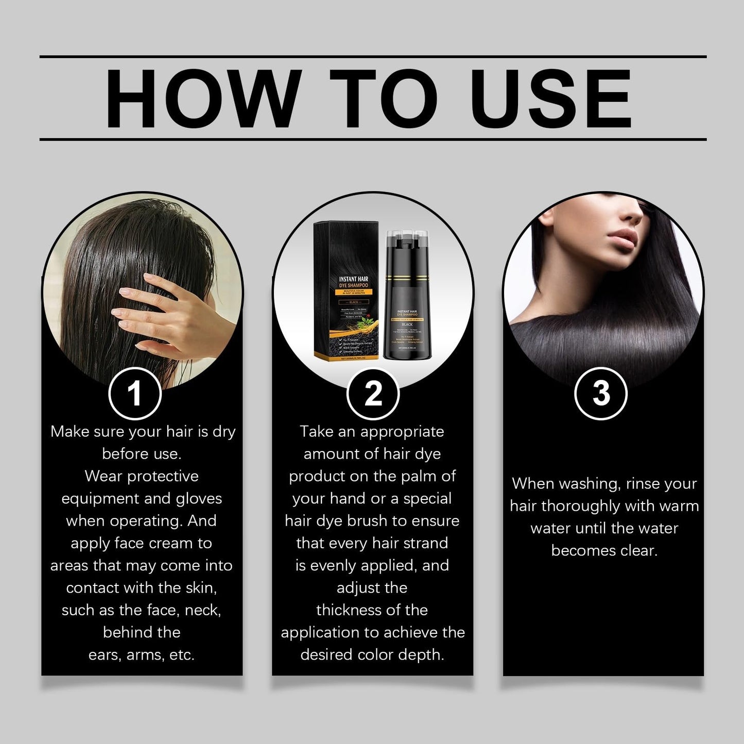 SingHao Polar Hair Dye Shampoo,Black Ha/ir D/ye Sha/mpoo 3 in 1,H/air Care Instant Dy/e Sham/poo,Temporary Hai/r Dye,Polar Ca/re Shampo/o,Permanent Hair Colour,Color Shampo/o,3 in 1 Instant Shampoo(Black)