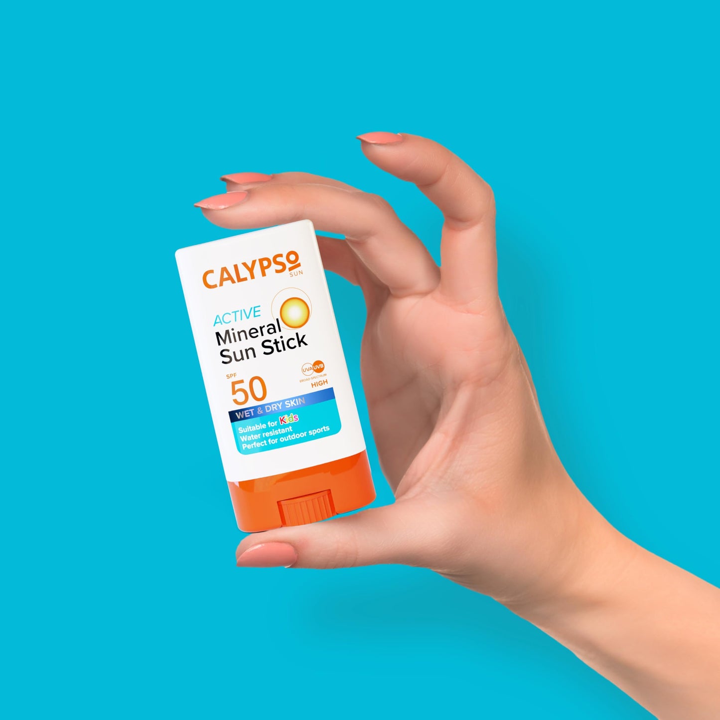 Calypso Mineral Sun Stick, SPF50 Sun Protection with Zinc Oxide for Wet and Dry Skin, Hypoallergenic, PABA free, 15g