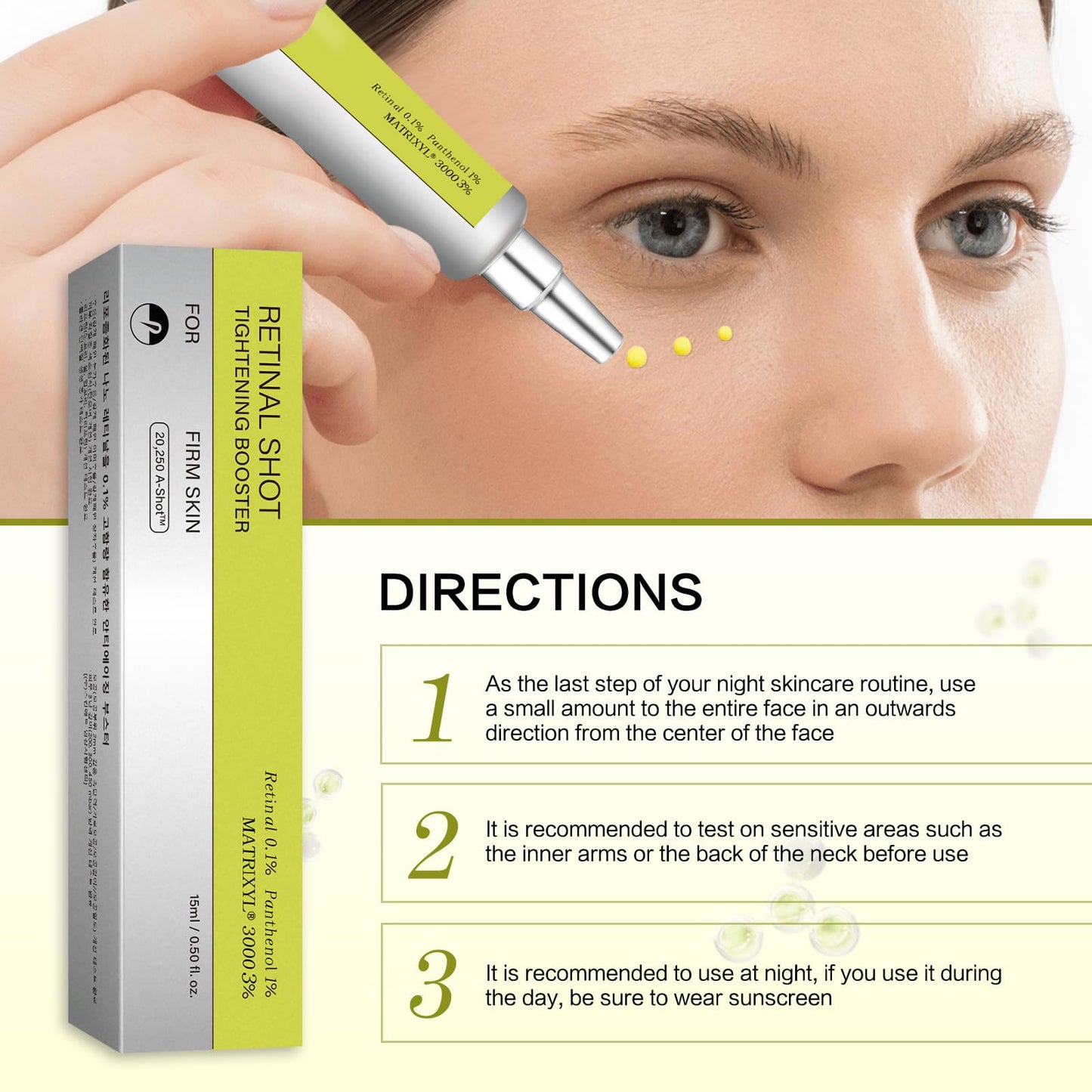 HERBINSOLS Retinal Shot Tightening Booster - Retinol Serum for Face - Anti Aging Retinol Eye Cream - Retinol Shot Tightening Booster Serum for All Skin Types,Wrinkles & Fine Lines,Firmer Skin(15ML)