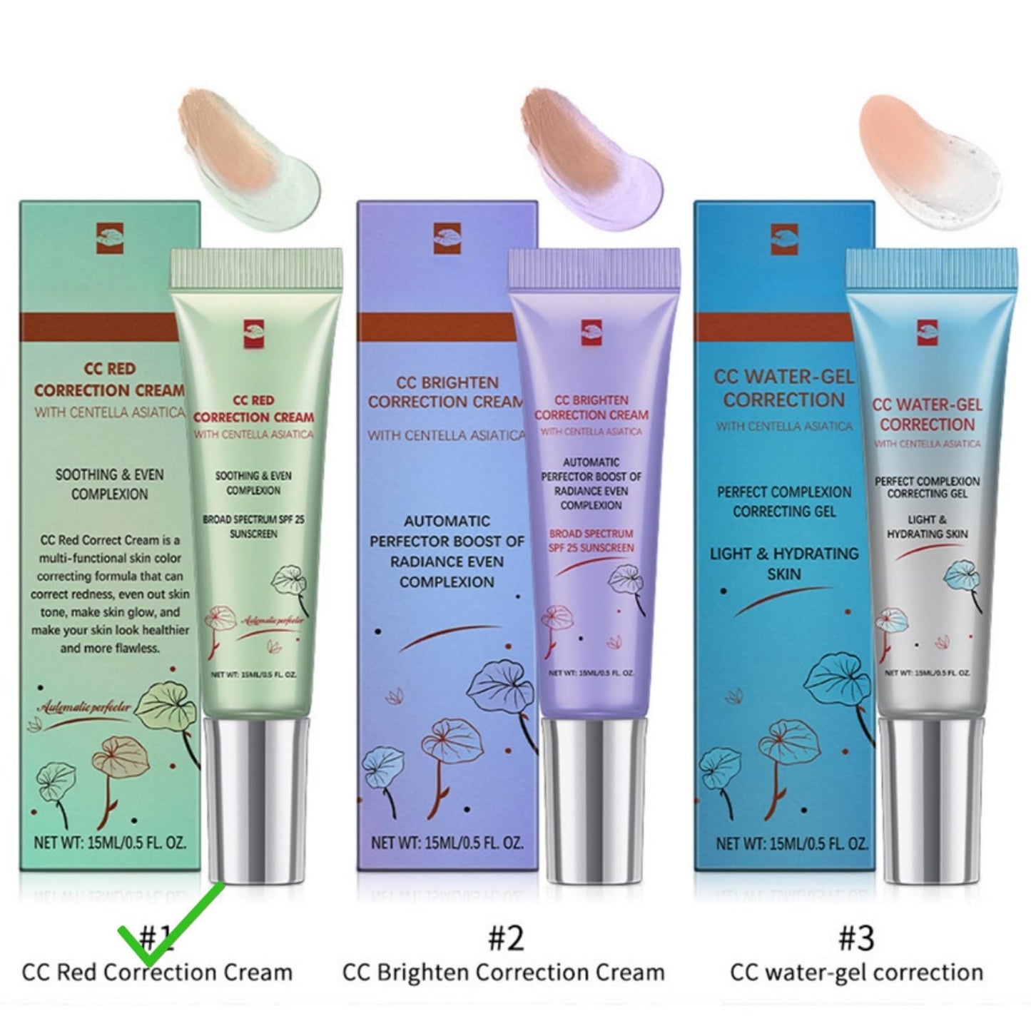 GUOUURR 【Green Colour Corrector CC Cream with Anti-Redness Concealer】Lightweight Face Primer to Neutralise Redness & Even Skin Tone, Vegan & Cruelty-Free Formula (15ml)