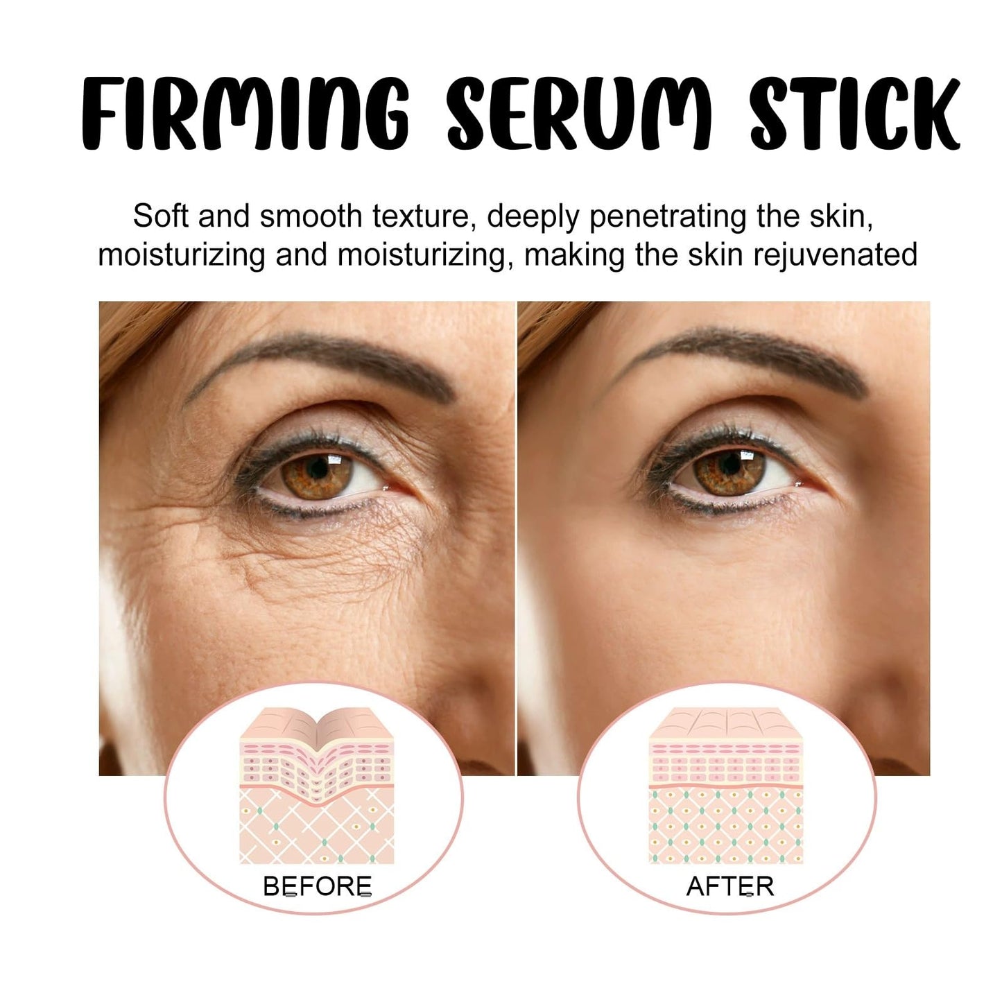 Jinjiar Collagen Peptides Firming Serum Stick,Anti Aging Peptides Serum Sti-ck,Collagen Ser-um Stick Skin Tightening Cream for Face,Moisturiser Face Women,Body Moisturiser for Dry Skin,Skin Repair Cream
