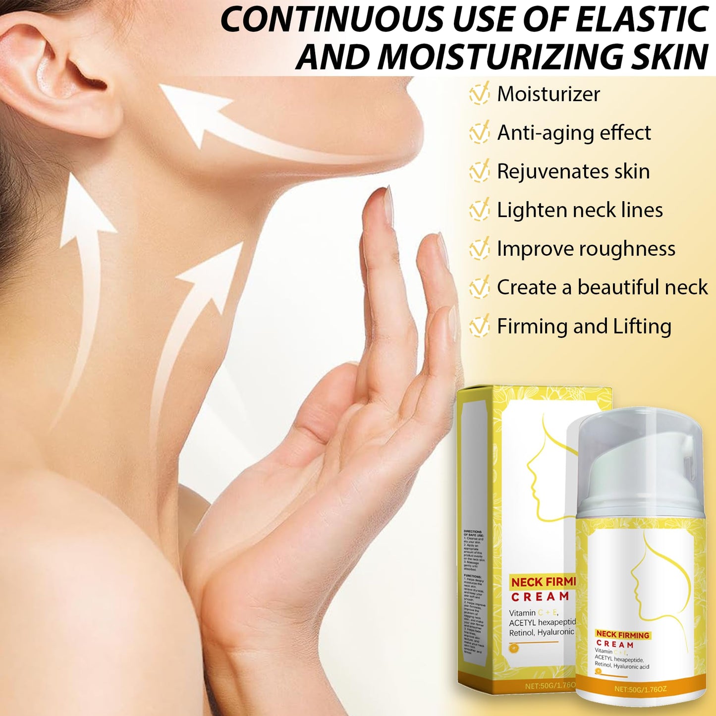 INBOLM Neck Firming Cream,Retinol Collagen Anti-Aging Neck Cream Reduces Wrinkles Fine Lines and Double Chin Tightens and Lifts Sagging Skin Suitable for Women to Lift and Moisturize