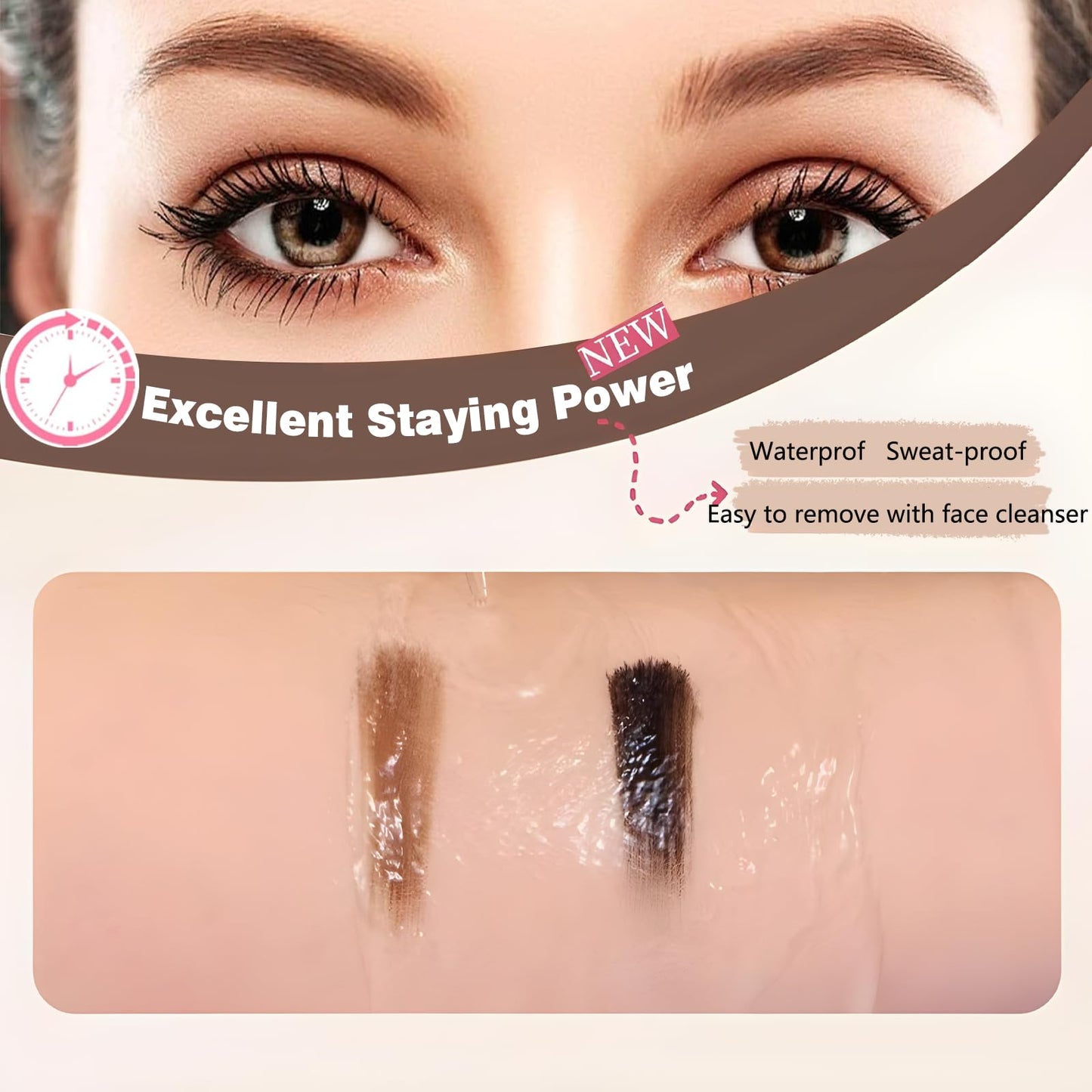 AmiCera Eyebrow Pen Eye Brow Pencil Dark Brown, Brow Fection Angled Brush Liquid Eyebrow Dye Kit - Brush & Power 2 in 1, Long-Lasting Quick Dry Waterproof Sweat-proof Natural Looking Brows