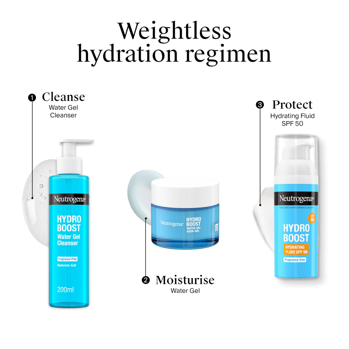Neutrogena Hydro Boost Water Gel Facial Cleanser, with Hyaluronic Acid for Dry or Dehydrated Skin 200ml