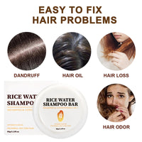 AuraBeen 2-in-1 Rice Water Shampoo & Conditioner Bar for Hair Growth with Coconut Oil & Argan Oil - Anti Hair Loss Shampoo Bar