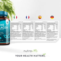 Marine Collagen 1000mg - 60 Capsules of Superior Type 1 Hydrolysed Collagen - Enhanced with Hyaluronic Acid, Vitamin C, Vitamin E, Vitamin B2, Zinc, Copper and Iodine - Made in The UK by Nutravita