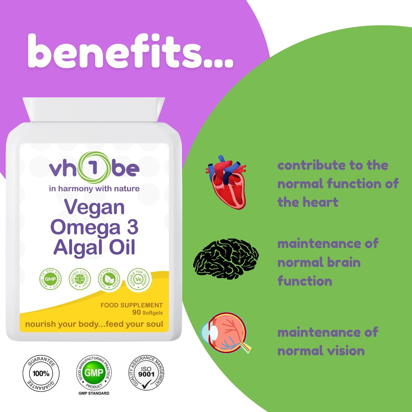vh1be Vegan Omega 3 Algal Oil 90 Softgels