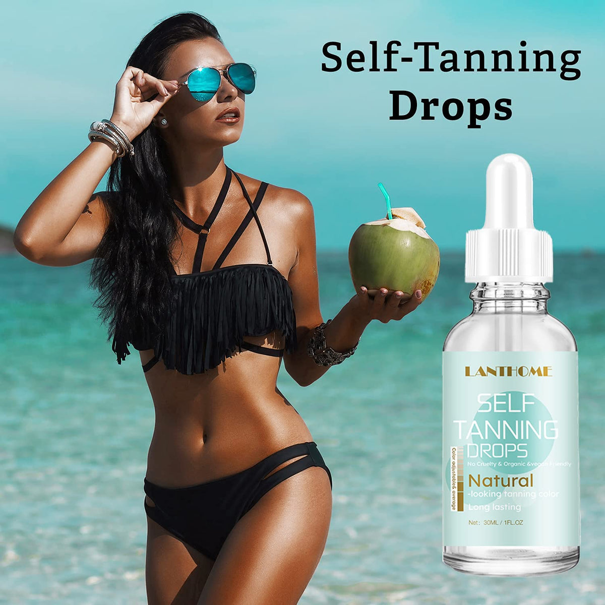Cynamus Self-tanning lotion, self-tanning drops, tanning oil for solarium, face and body tanning drops with gradual tanning effect, can be combined with your daily skin care (30 ml)