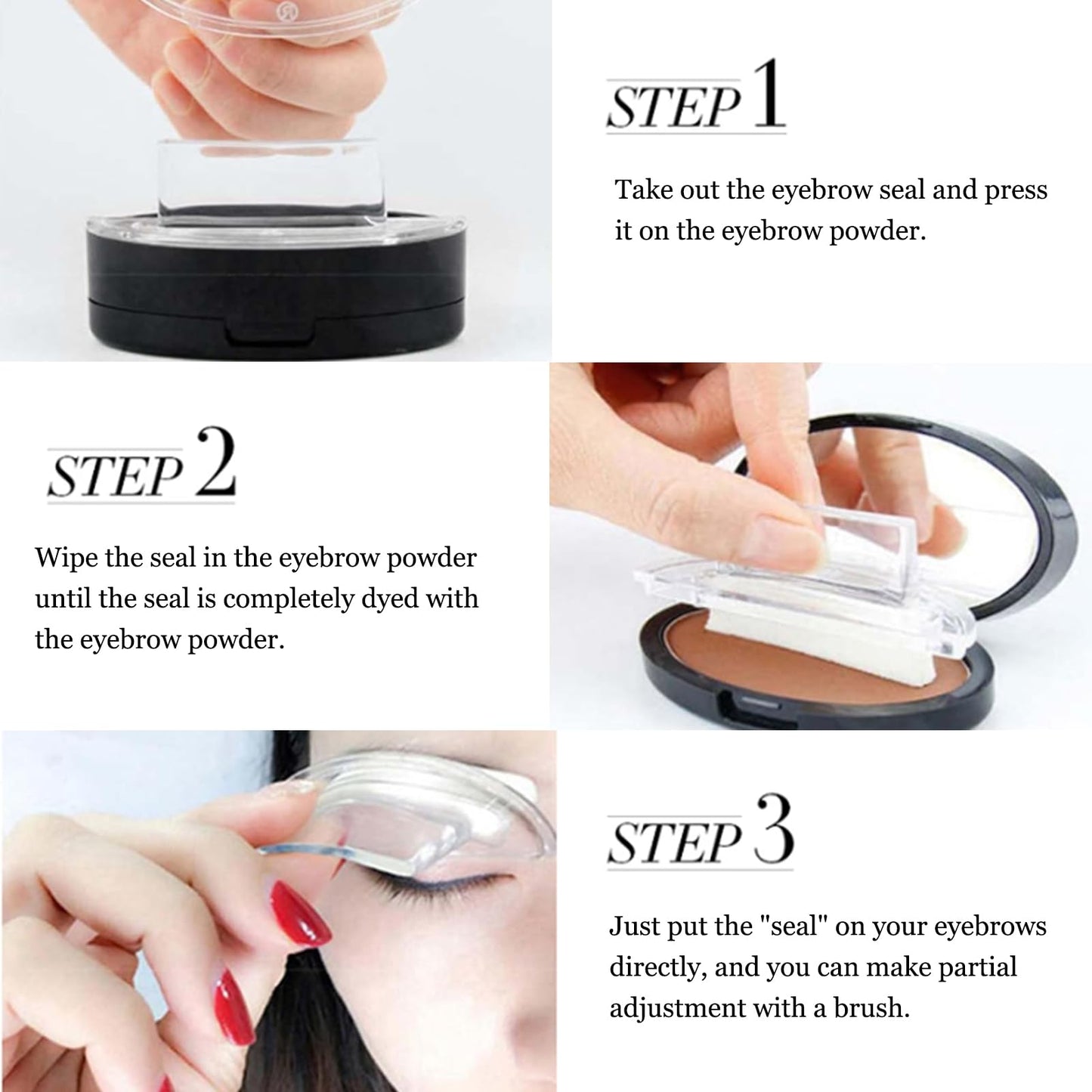 HERBINSOLS Eyebrow Stamp - Seal Stamp Eyebrow Powder - Waterproof Brow Stamp Kit - Creates Natural Looking Brows In Just 1 Second - Perfect For Makeup Beginners(Light Brown)