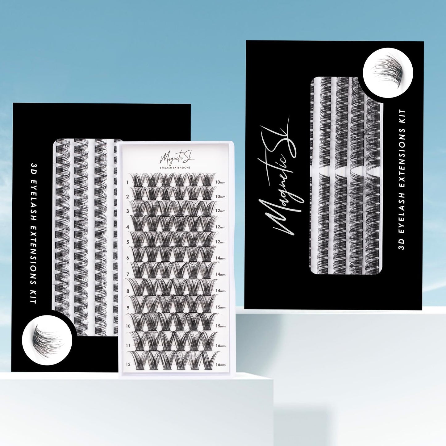 Magnetic SL Individual Lashes 120 Cluster Lashes 3D False Eyelashes Natural Look D Curl Reusable Fluffy Lash Extension Kit with Applicator and Lash Bond and Seal DIY Cluster Eyelash Extensions Mix 10-16MM-DM01