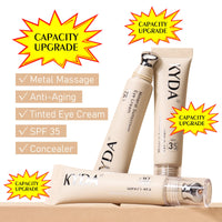 KYDA Mineral Sunscreen Eye Cream, Packaging Upgrade, 3-in-1 Anti-Aging Under Eye Cream for Dark Circle and Fine Lines, SPF 35, Light