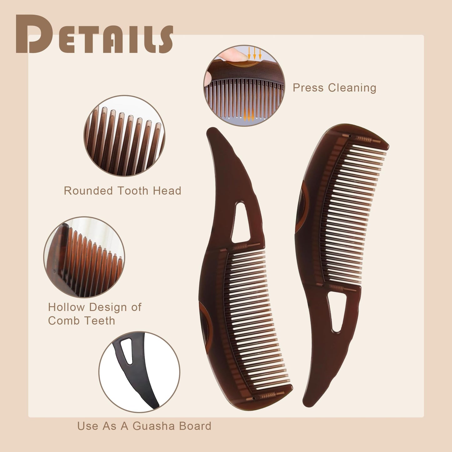 Generic 2Pcs Dandruff Comb Set, Hollow Tooth Scalp Comb with Skin Scraping Handle, 8x2.4 Inch Scalp Detox & Cleaning Combs for Women & Men, Psoriasis Combs for Healthy Hair & Comfortable