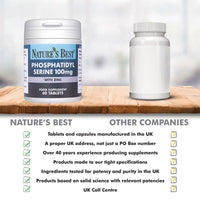 Premium Phosphatidyl Serine 100mg - Supports Cognitive Function* - 60 Tablets, 1-3 Daily - Clinically Studied Level - Enriched with 5mg Zinc - Non-GMO SOYA - 1+ Month's Supply, UK Made
