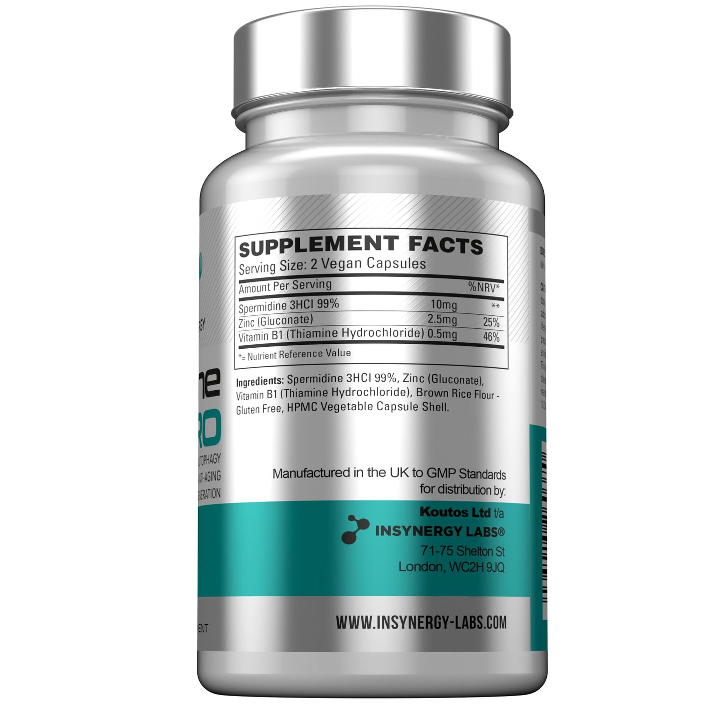 Spermidine PRO (99% Purity Elite Grade) Pure Spermdine 100X Potency vs Wheat Germ Spermidine Supplements, Enhanced with Zinc +Vitamin B1, Spermidine Supplements 10mg 60 Vegan Spermidine Capsules