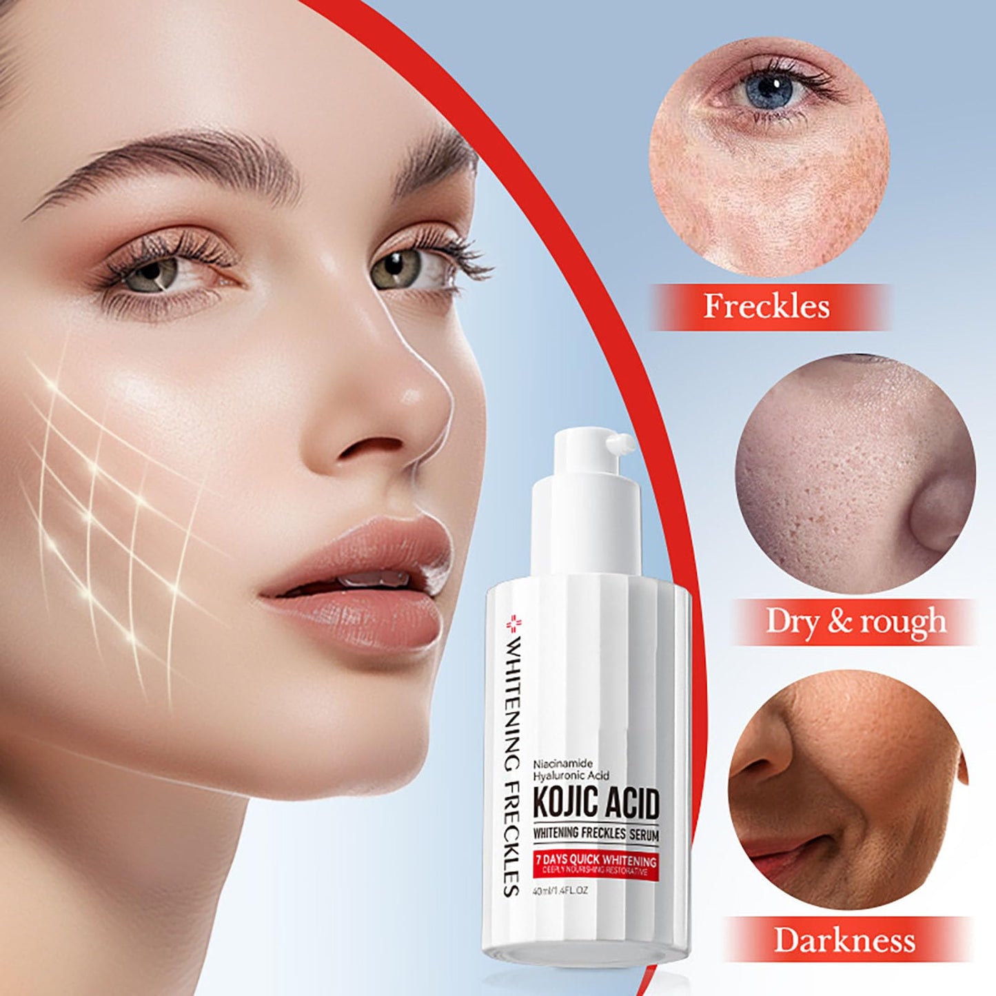 Kojic Acid Face Cream and Kojic Acid Face Serum - Skin Lightening Cream for Anti Aging - Dark Spot Remover for F-ace - Hydrating Serum for Dry Skin - Even Skin Tone, Anti Wrinkle, Moisturising