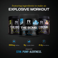 Reflex Nutrition Pre Workout The Muscle Bomb 350G Caffeine 9G Citrulline Malate 2.5G Beta Alanine Added Hydration Electrolytes (Blue Raspberry, 400G)